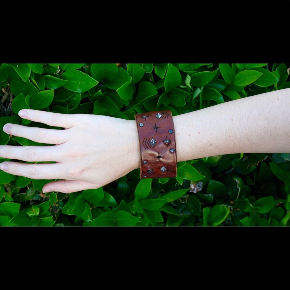 Streets Ahead Studded Genuine Leather Wristband